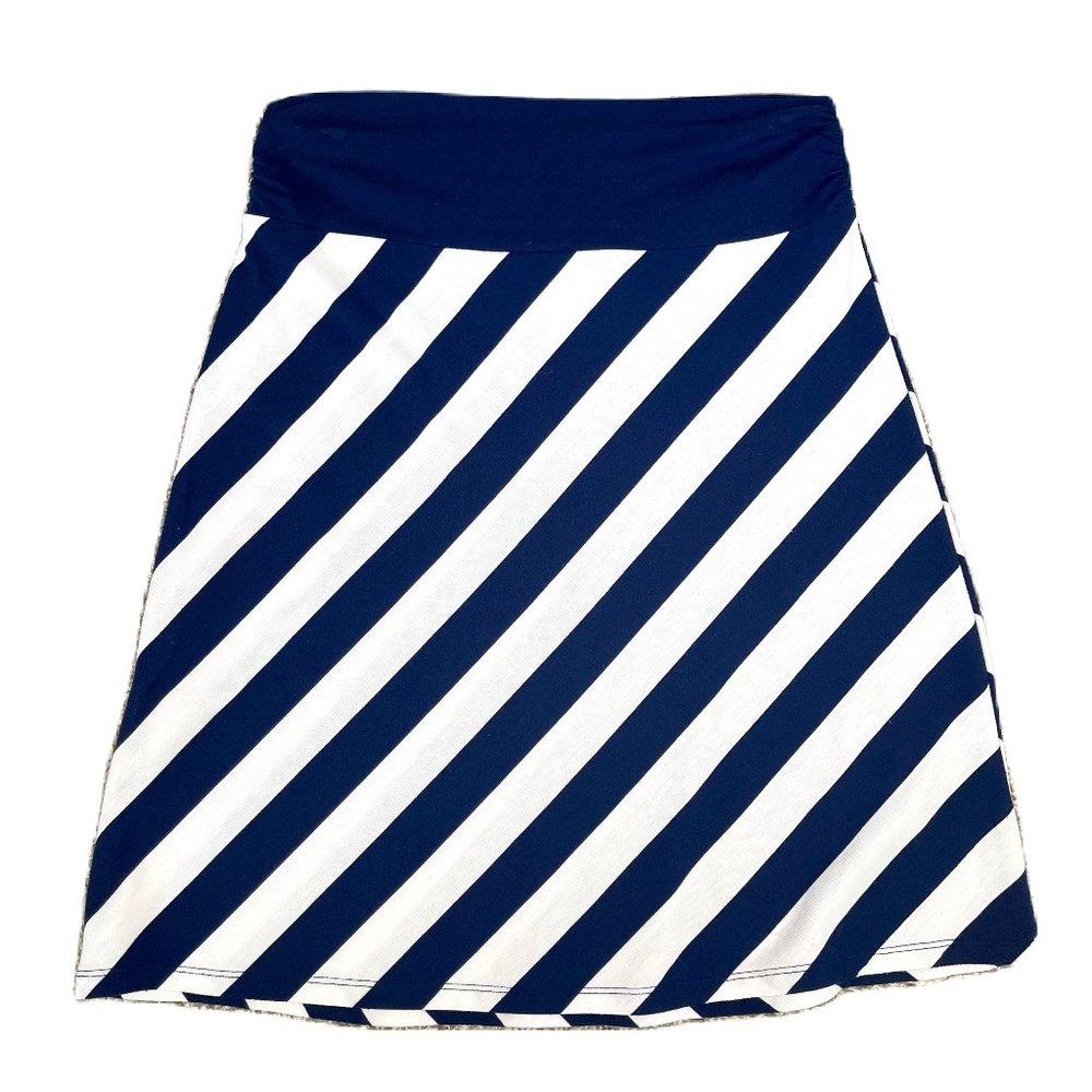 Navy and White Striped Skirt - M